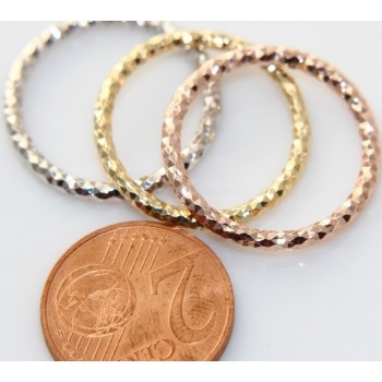 NSA|Argento 925 Italiano : anello microfusione 3 colori (oro bianco giallo rosa) diamantato mis 16 o 18