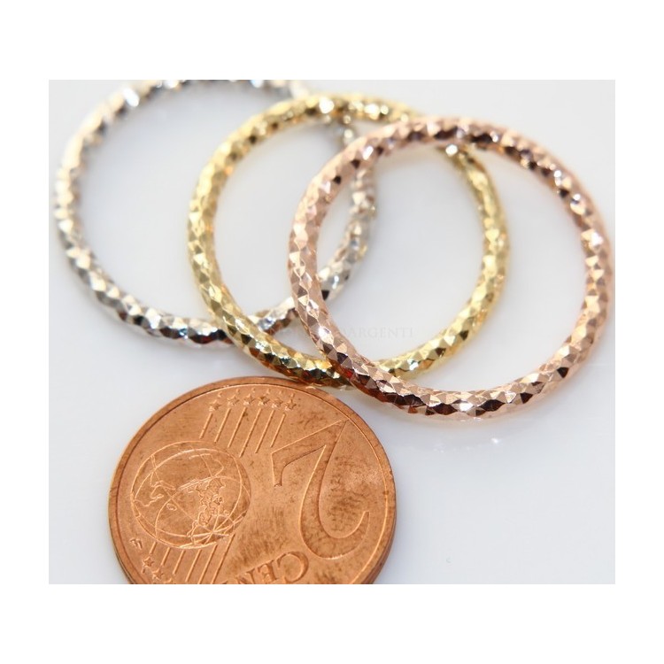 NSA|Argento 925 Italiano : anello microfusione 3 colori (oro bianco giallo rosa) diamantato mis 16 o 18