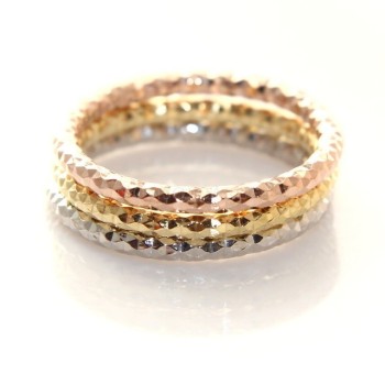 NSA|Argento 925 Italiano : anello microfusione 3 colori (oro bianco giallo rosa) diamantato mis 16 o 18