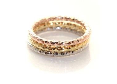 NSA|Argento 925 Italiano : anello microfusione 3 colori (oro bianco giallo rosa) diamantato mis 16 o 18