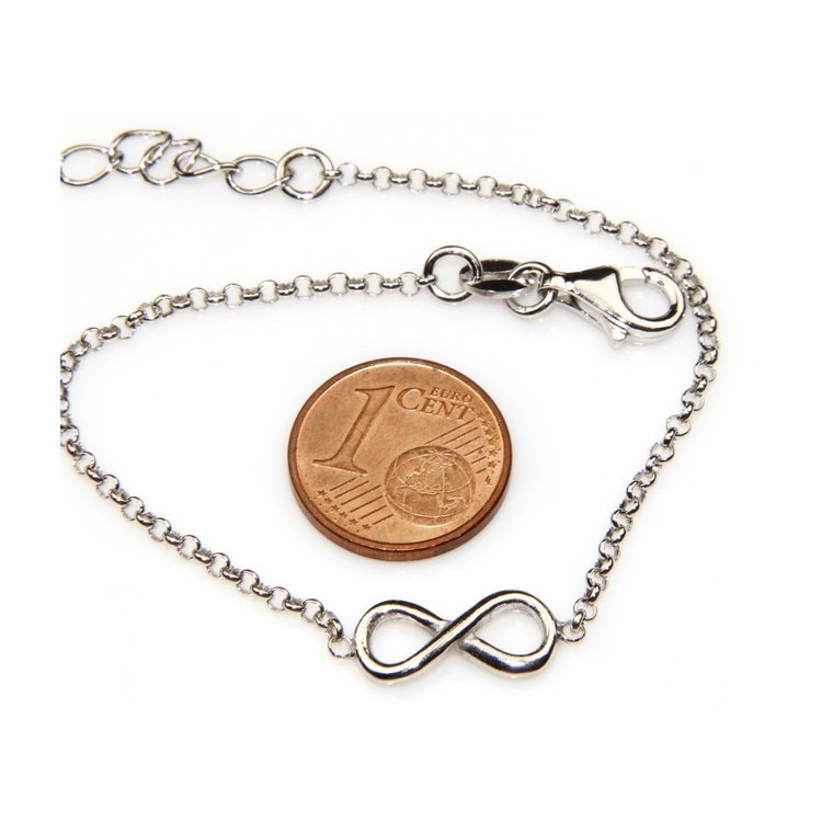 NSA|Argento 925 : bracciale rolo' uomo o donna con 1 simbolo dell'infinito da 16,00 a 20,00 cm