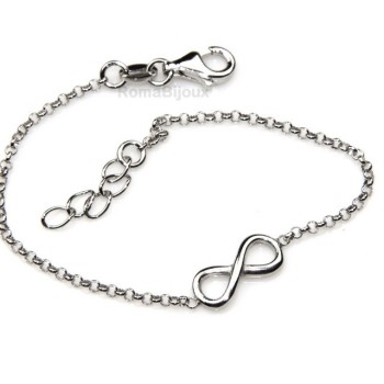 NSA|Argento 925 : bracciale rolo' uomo o donna con 1 simbolo dell'infinito da 16,00 a 20,50 cm