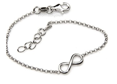 NSA|Argento 925 : bracciale rolo' uomo o donna con 1 simbolo dell'infinito da 16,00 a 20,50 cm