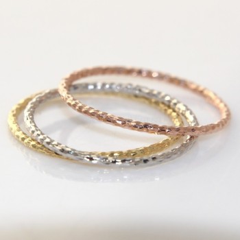 NSA|Argento 925 Italiano : anello fusione 3 colori (oro bianco giallo rosa) diamantato mis 16 o 14