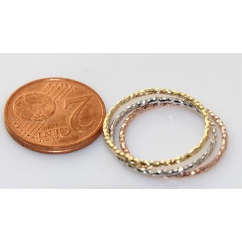 NSA|Argento 925 Italiano : anello fusione 3 colori (oro bianco giallo rosa) diamantato mis 16 o 14