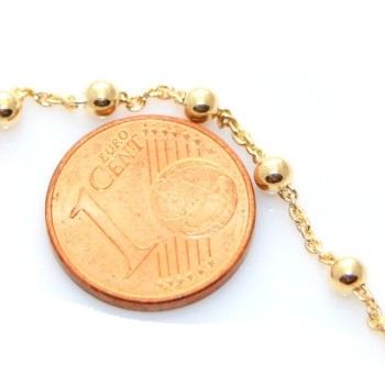 NSA|Bracciale rosario uomo o donna in Argento 925 croce liscia rod Oro bianco palline 4 mm mis 17