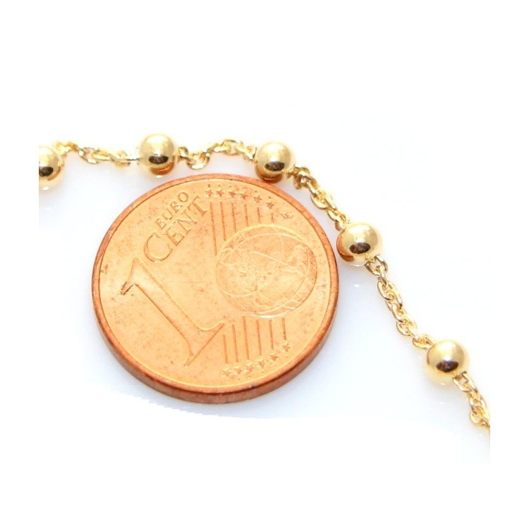 NSA|Bracciale rosario uomo o donna in Argento 925 croce liscia rod Oro bianco palline 4 mm mis 17