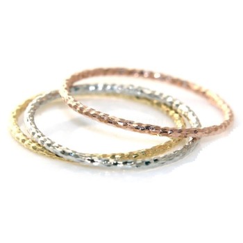 NSA|Argento 925 Italiano : anello fusione 3 colori (oro bianco giallo rosa) diamantato mis 16 o 14