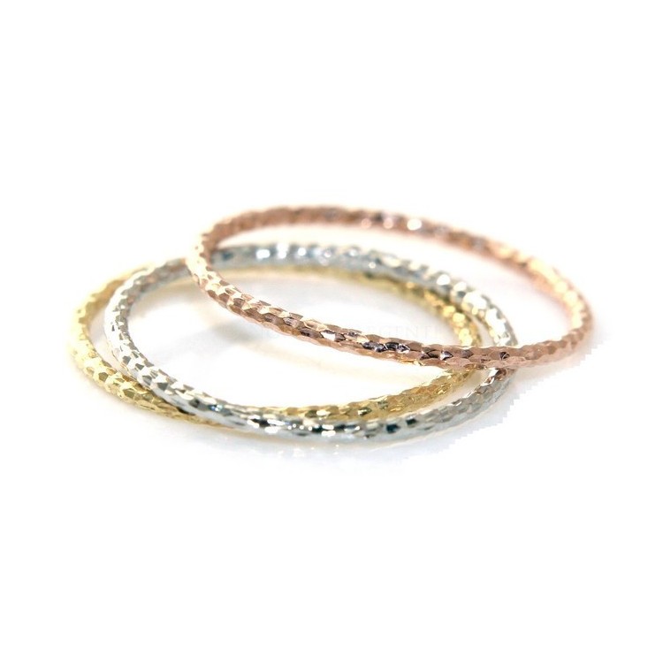 NSA|Argento 925 Italiano : anello fusione 3 colori (oro bianco giallo rosa) diamantato mis 16 o 14