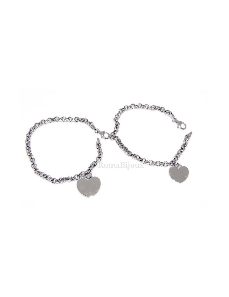 Bracciale Argento Donna Catena Rolo' Con Cuore Pendente Grande