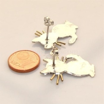NSA|argento 925 : orecchini GATTO gattini donna HAND MADE Massiccio argento 925 baffi lam oro
