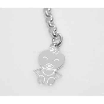 NSA|ARGENTO 925 catena collana saliscendi rolo' con cuore aperto e neonato bebe'