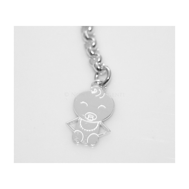 NSA|ARGENTO 925 catena collana saliscendi rolo' con cuore aperto e neonato bebe'
