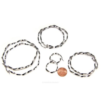 NSA|925: Women's earrings hoop circles twisted bushes 45.0 mm