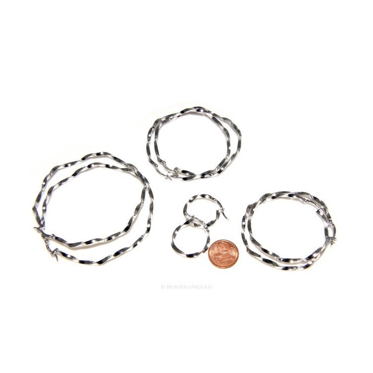NSA|Argento 925 : orecchini donna anelle cerchi boccole ritorte 45,0 mm