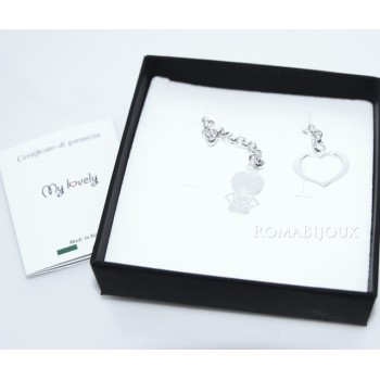 NSA|ARGENTO 925 catena collana saliscendi rolo' con cuore aperto e neonato bebe'