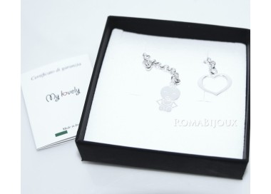 NSA|ARGENTO 925 catena collana saliscendi rolo' con cuore aperto e neonato bebe'