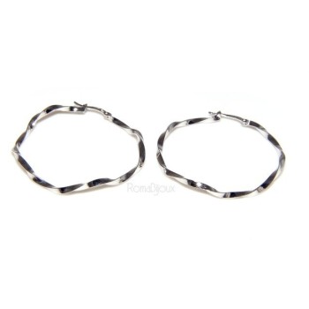 NSA|925: Women's earrings hoop circles twisted bushes 45.0 mm