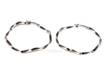 NSA|925: Women's earrings hoop circles twisted bushes 45.0 mm