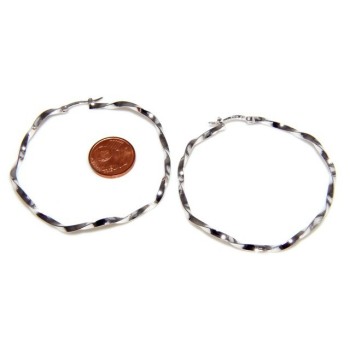 NSA|Argento 925 : orecchini donna anelle cerchi boccole ritorte 45,0 mm