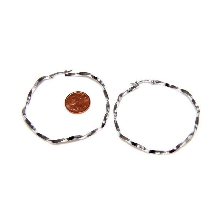 NSA|925: Women's earrings hoop circles twisted bushes 45.0 mm