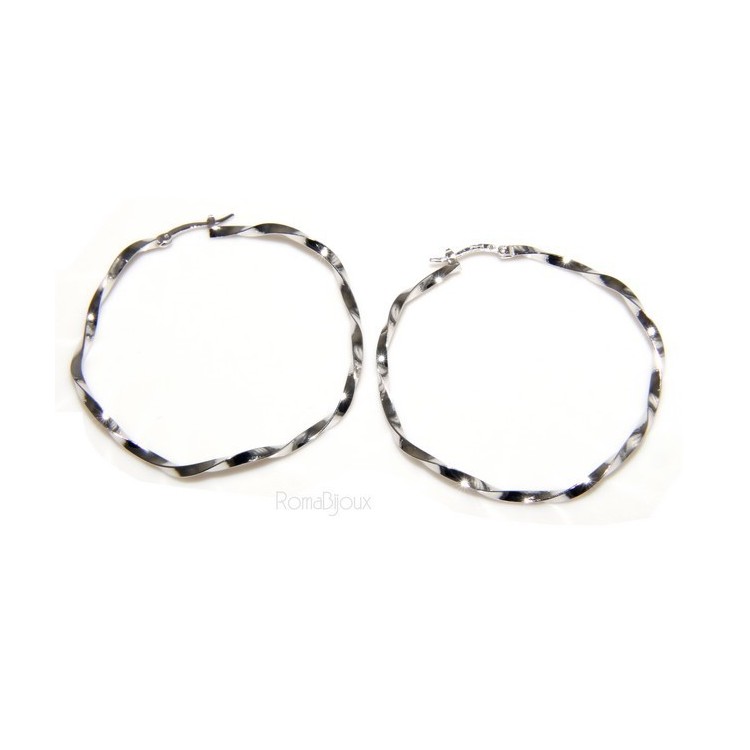 NSA|Argento 925 : orecchini donna anelle cerchi boccole ritorte 45,0 mm