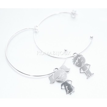 NSA|Argento 925 : orecchini donna mamma tato e tata ragazzo ragazza anelle cerchi grandi