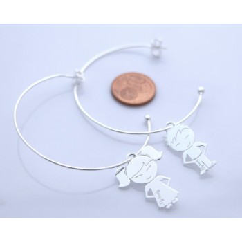 NSA|Argento 925 : orecchini donna mamma tato e tata ragazzo ragazza anelle cerchi grandi