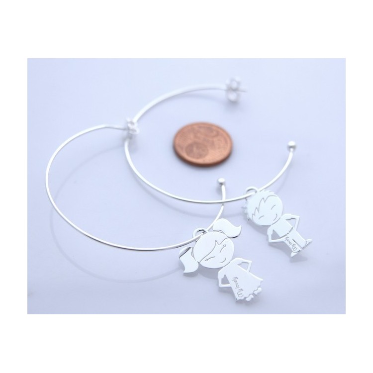 NSA|Argento 925 : orecchini donna mamma tato e tata ragazzo ragazza anelle cerchi grandi