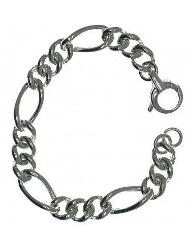 Argento 925 : Bracciale figaro donna grumettone vuoto polso 17 cm