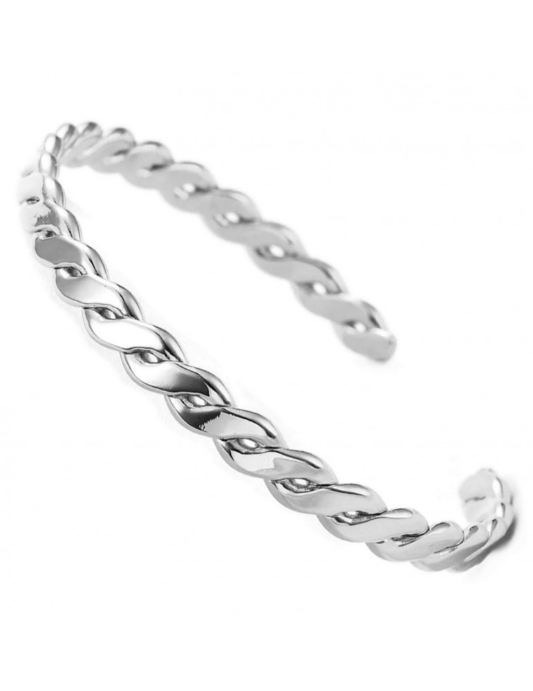 Hypoallergenic steel braided open rigid braided bracelet for women discount