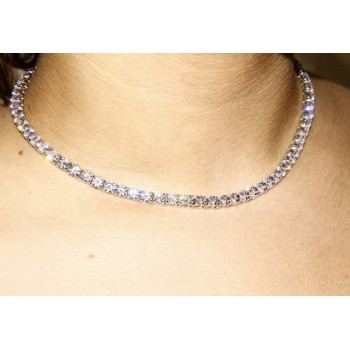 NSA|925: Collier Ladies necklace model Tennis with white cubic zirconia jaws 5 mm brilliant cut