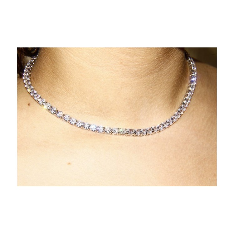 NSA|925: Collier Ladies necklace model Tennis with white cubic zirconia jaws 5 mm brilliant cut