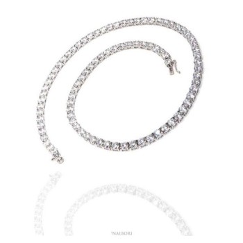 NSA|925: Collier Ladies necklace model Tennis with white cubic zirconia jaws 5 mm brilliant cut