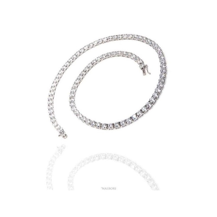 NSA|925: Collier Ladies necklace model Tennis with white cubic zirconia jaws 5 mm brilliant cut