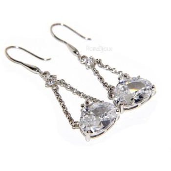 NSA|925 Rhodium-plated earrings with chains and pendants large zircon