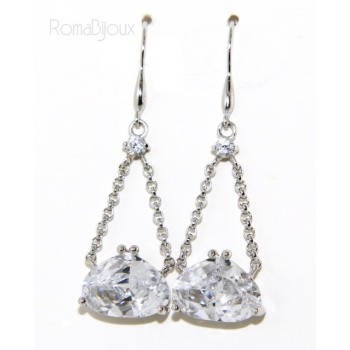 NSA|925 Rhodium-plated earrings with chains and pendants large zircon