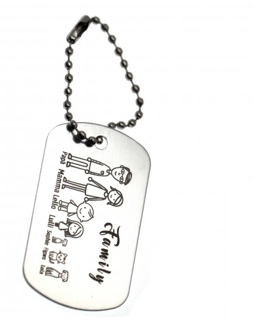 personalized silver family keyring gift mum dad engraving figures names