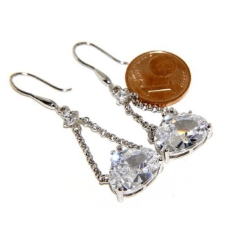 NSA|925 Rhodium-plated earrings with chains and pendants large zircon