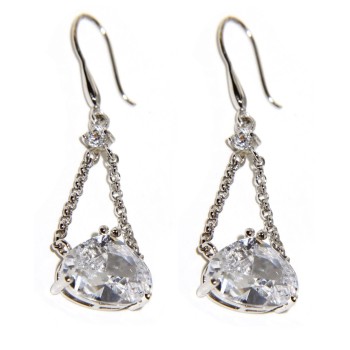 NSA|925 silver pendant earrings with chain pendants and large zircon