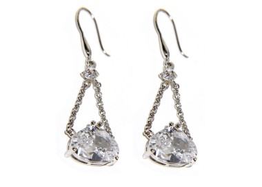 NSA|925 silver pendant earrings with chain pendants and large zircon
