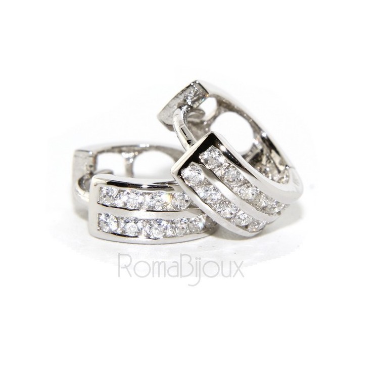 NSA|925: micro hoop earrings man woman anelle bushings with 2 cubic zirconia 11mm files