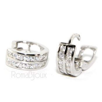 NSA|925: micro hoop earrings man woman anelle bushings with 2 cubic zirconia 11mm files