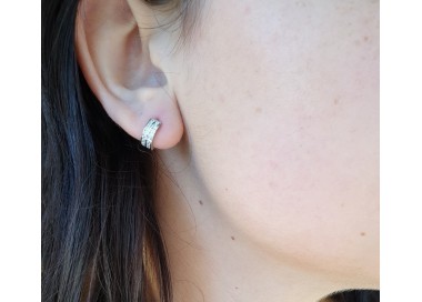 NSA|Argento 925 : micro orecchini uomo donna cerchio anelle boccole con 2 file di zirconi 11mm