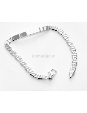 ARGENTO 925 : Bracciale uomo massiccio catena maglia marina targa 19 cm  11,40 gr