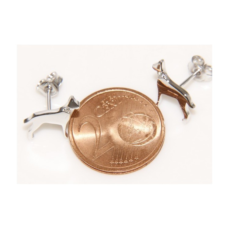 NSA|925: man woman stud earrings dalmatian dog / setter collar zircons