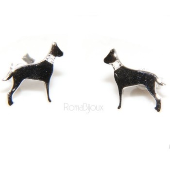 NSA|925: man woman stud earrings dalmatian dog / setter collar zircons