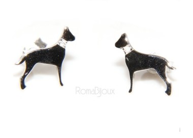 NSA|925: man woman stud earrings dalmatian dog / setter collar zircons