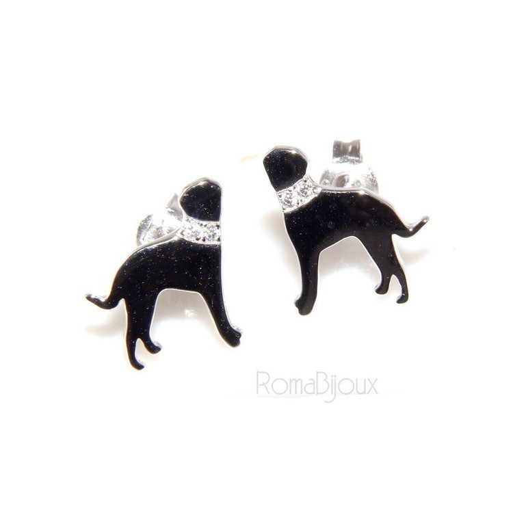 NSA|925: earrings man woman pin rottweiler dog collar zircons