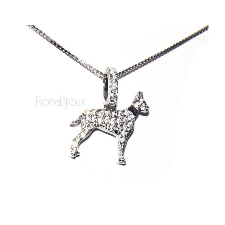 NSA|Argento 925 : orecchini uomo donna perno cane rottweiler collare zirconi